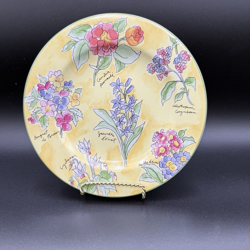 Salad Lunch Plate Furio Sakura CREME BRULEE Yellow Botanical Flowers 8.25" VGC